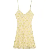 Bershka Sommarklänning gul / ljusgul / pastellgrön