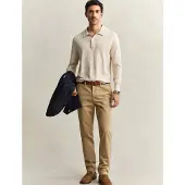 Gant för män. 1501000 Beige chinos i slim fit (32/34), Brun, Casual, Bomull, Klassisk