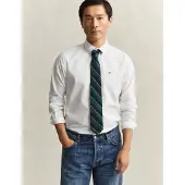 Gant för män. 3000102 Smal skjorta i vit poplin (3XL), Casual, Bomull, Klassisk, Lång ärm