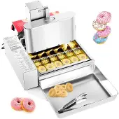 Vevor Kommersiell automatisk munkmaskin, 6 rader munktillverkningsutrustning, 360 st/timme elektrisk munkmaskin med hög effekt, automatisk fritös i rostfritt stål, med intelligent styrning