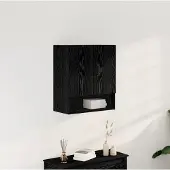 vidaXL Väggskåp Väggmonterad Svart Ek 60 x 30 x 70 cm Konstruerat trä