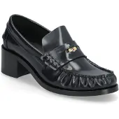 Tommy Hilfiger Shiny Leather Block Heel Penny Loafers