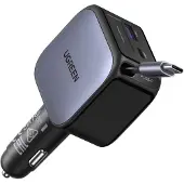 UGREEN Nexode EC604 145W Car Charger Billaddningsenhet; 145 W 3x USB-C, 1x USB-A QC 4+, Power Delivery 3.0 Grå Personbil, Lastbil Ihoprullbar USB-C-kabel
