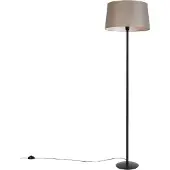 QAZQA Golvlampa svart med linneskärm taupe 45 cm - Simplo