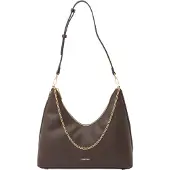 Calvin Klein Axelremsväska 'Chain Strap Pebble Grain Hobo' choklad