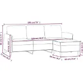 vidaXL 3-sitssoffa med fotpall svart 180 cm sammet
