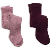 Minymo Strumpbyxor - Ull - Rib - 2-pack - Burnished Lilac - - 104/110 - Strumpbyxor