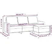 vidaXL 3-sitssoffa med fotpall svart 180 cm sammet