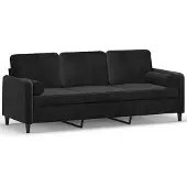 vidaXL 3-sitssoffa med prydnadskuddar svart 180 cm sammet