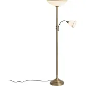 QAZQA Klassisk golvlampa brons med opalglas 2-ljus - Katarina