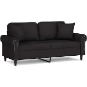 vidaXL 2-sitssoffa med prydnadskuddar svart 140 cm sammet