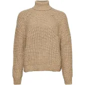 Superdry för kvinnor. W6110397A Löst stickad tröja med polokrage, beige (XL), Brun, Casual, Akryl, Lång ärm