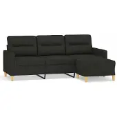 vidaXL 3-sitssoffa med fotpall Svart 180 cm tyg