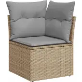 vidaXL Trädgårdsoffset med kudde 8 pcs Beige och Ljusgrå
