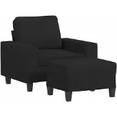 vidaXL Fåtölj med fotpall Svart 60 cm tyg