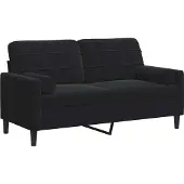 vidaXL 2-sitssoffa med prydnadskuddar svart 140 cm sammet