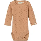 Lil´ Atelier Lil' Atelier Body l/ä - NbfGago - Noos - Nougat m. Blommor - - 62 - Body L/Ä