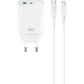 XO CE30 snabbladdare 30W – USB-C PD / USB väggladdare med Lightning-kabel