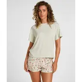 Hunkemoller Kort pyjamas 'Daisy' grön / pastellgrön / rosa