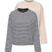 ONLY T-shirt 'ONLHAPPY' beige / antracit