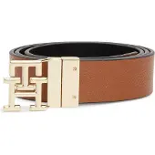 Tommy Hilfiger Bälte 'TH Monogram Plaque Buckle Reversible' konjak / svart