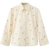 Mango Blus pastellgul / grön / vit