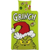 Licens Grinch sängkläder - 100% bomull - Barnsängkläder 140x200 cm - Julsängkläder
