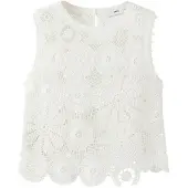 Mango Broderad topp 'Garden' off-white
