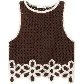 Mango Broderad topp 'TomiI' ecru / brun
