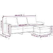vidaXL 3-sitssoffa med fotpall Svart 180 cm Konstläder
