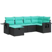 vidaXL Loungegrupp med dynor 6 delar svart konstrotting