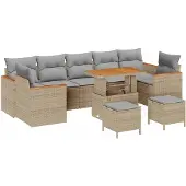 vidaXL Trädgårdsoffset 10 pcs Beige konstrotting