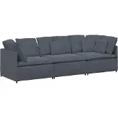 vidaXL Modulsoffa med dynor sammet mörkgrå