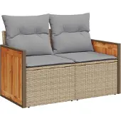 vidaXL Trädgårdsoffset med kudde 10 pcs Beige och Ljusgrå