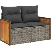 vidaXL Trädgårdsoffset 10 pcs Grå Poly Rattan och Pulverlackerad Stål