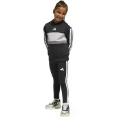 Adidas Träningsset 'SEASONAL ESSENTIALS TIBERIO 3 STRIPES FLEECE LEGGINGS' grå / svart / vit