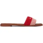Tommy Hilfiger Pantolette 'Logo Plaque Colour-blocked Woven' röd / pastellröd