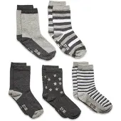 Minymo Strumpor - 5-pack - Ljus Gråmelerad m. Ränder - - 23/26 - Strumpor