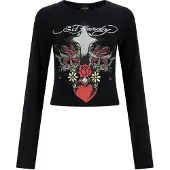 Ed Hardy T-shirt gråmelerad / orangeröd / svart / vit