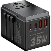 Dudao A35Pro 35W reseadapter EU/UK/AUS/US/JP svart