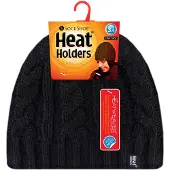 Heat Holder Värmeisolerande fleecefodrad kabelstickad vintermössa för kvinnor