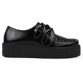 T.U.K TUK Viva Höga Creeper Svarta Läder Platåskor Med Snörning Gothic - AV6802