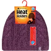 Heat Holder Värmeisolerande fleecefodrad kabelstickad vintermössa för kvinnor