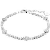 Luxenter 925 Sterling Silver Armband med Rhodiumpläterad Glänsande Zirkonia - Dader