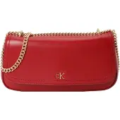 Calvin Klein Axelremsväska 'Monogram Chain Strap Convertible' blodröd