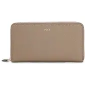 BOSS Ziparound wallet in grained leather with metallic logo lettering