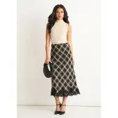 Gini London Mono Check Kontrastspets Skjuvskjol