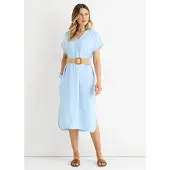 Gini London Blue Air Flow Oversized klänning med bälte