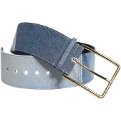Dolce&Gabbana Tvåfärgad Blå Denim Bälte med Gul Metal Spänne