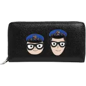 Dolce&Gabbana Svart Läder #DGFAMILY Dragkedja Kontinental Herrplånbok